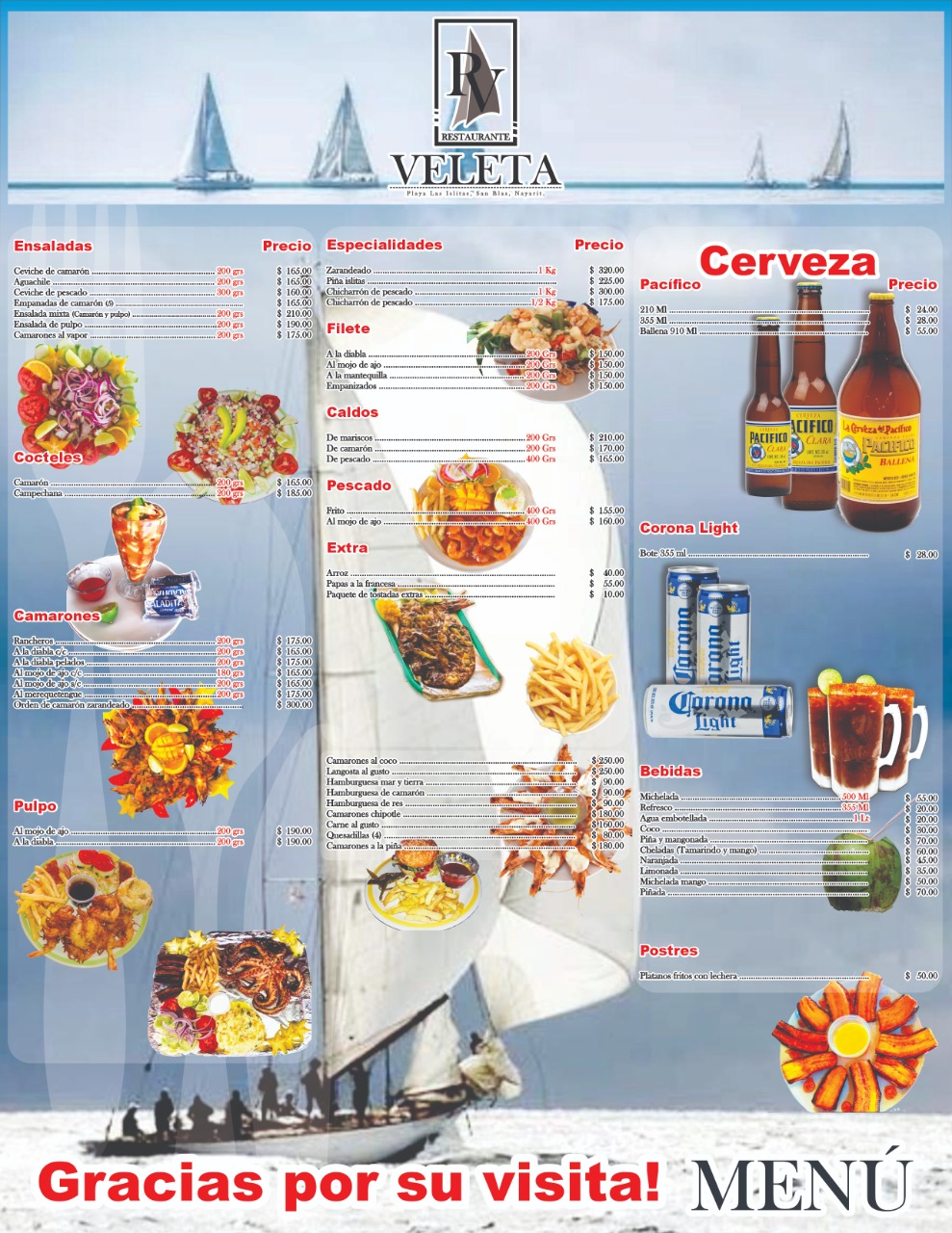 Carta de RESTAURANTE VELETA — página 1
